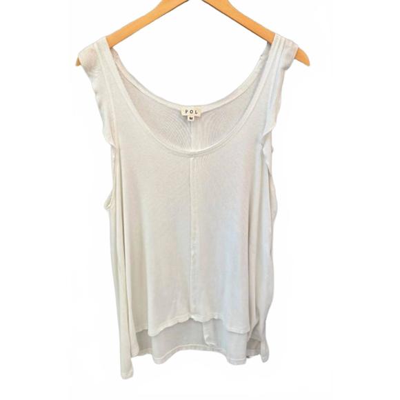 NEW POL pol ruffled sleeveless top in white - Picture 1 of 2